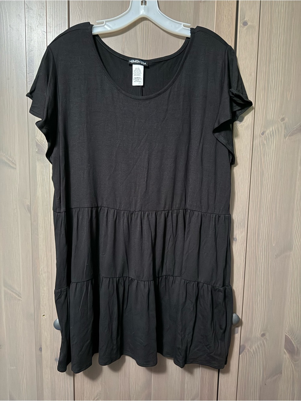 Black Tiered Short Sleeve Tunic Dress